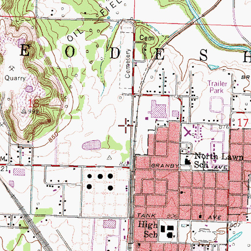 Topographic Map of Wilson County Rural Fire District Station 17, KS