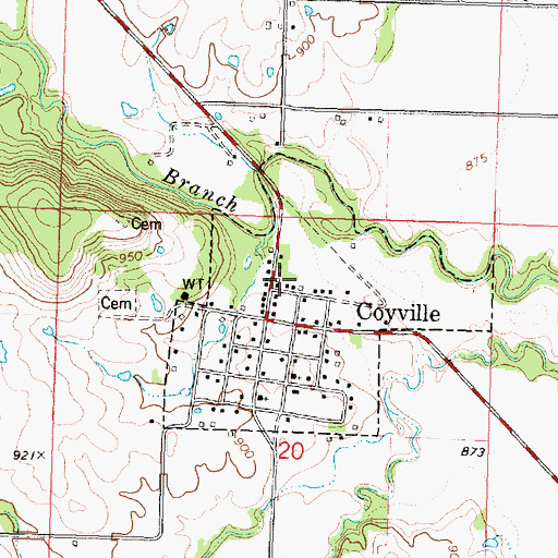 Topographic Map of Wilson County Rural Fire District Station 18, KS