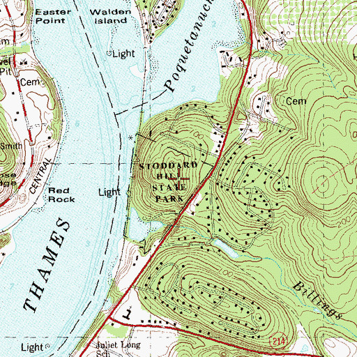 Topographic Map of Stoddard Hill State Park, CT