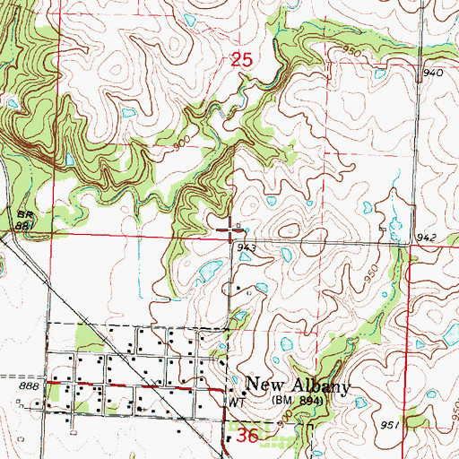 Topographic Map of Wilson County Rural Fire District Station 7, KS