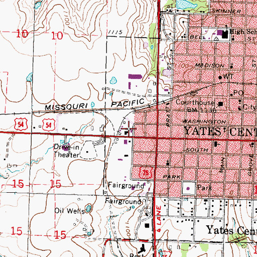 Topographic Map of Woodson County Rural Fire Department, KS