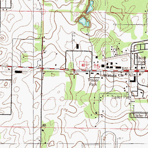 Topographic Map of Watula Cemetery, FL