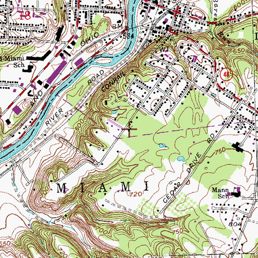 Topographic Map of First Baptist Church of Loveland, OH