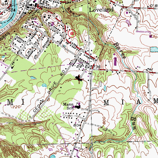 Topographic Map of Loveland Presbyterian Church, OH