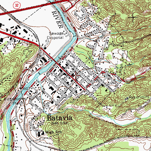 Topographic Map of Clermont County Courthouse, OH