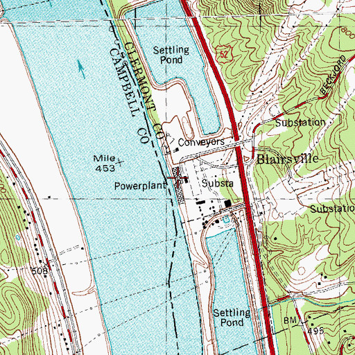Topographic Map of Beckjord Power Plant, OH