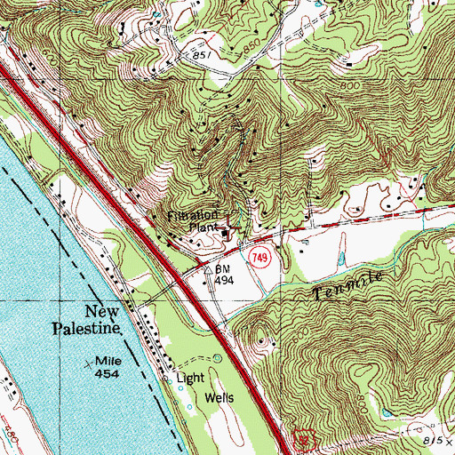 Topographic Map of Clermont Water Treatment Plant, OH