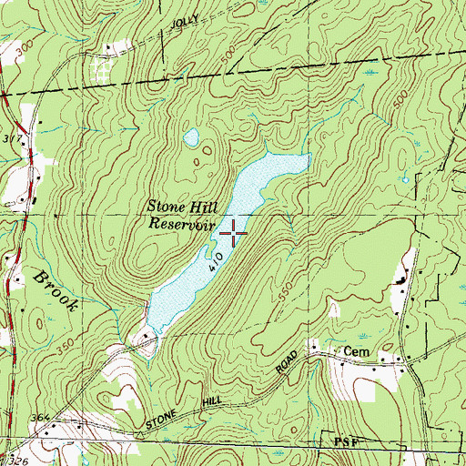 Topographic Map of Stone Hill Reservoir, CT