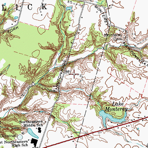 Topographic Map of Lord's Valley Golf Course, OH