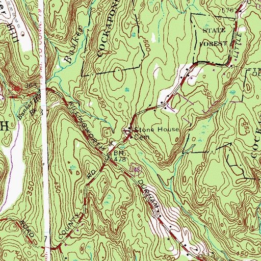 Topographic Map of Stone House Cemetery, CT