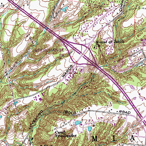 Topographic Map of Wards Crossing Shopping Center, OH