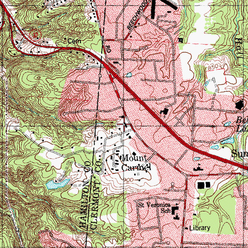 Topographic Map of Mount Carmel Park, OH