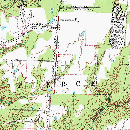 Topographic Map of Spencer Shank Memorial Park, OH