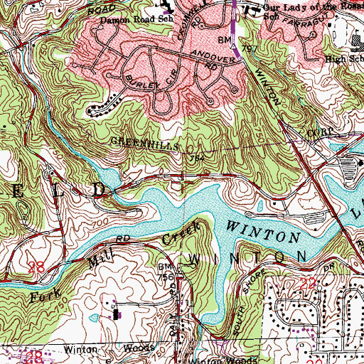 Topographic Map of Hawk Knoll Picnic Area, OH