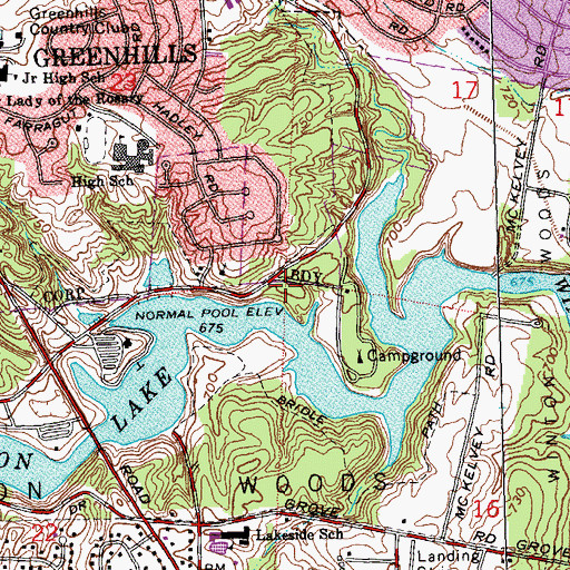 Topographic Map of Mushroom Glade Picnic Area, OH