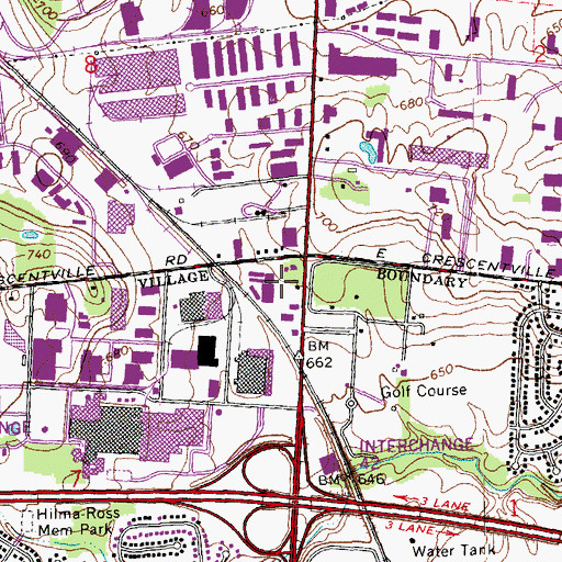 Topographic Map of Crescentville Square Shopping Center, OH