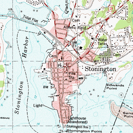 Topographic Map of Stonington, CT