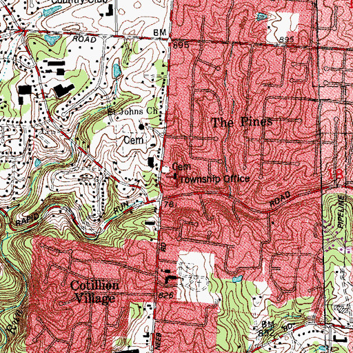 Topographic Map of Delhi Township Office, OH