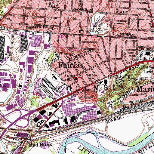Topographic Map of Fairfax Village Hall, OH