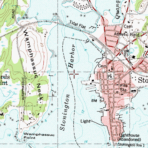Topographic Map of Stonington Harbor, CT