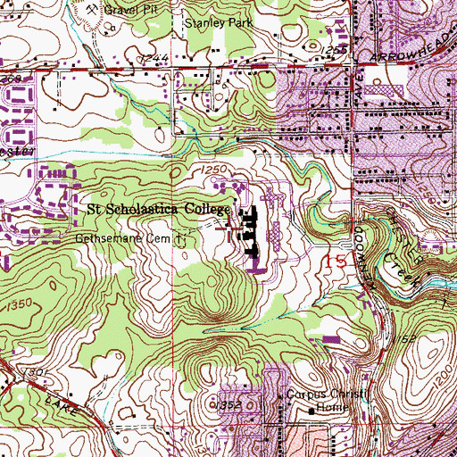 Topographic Map of Cedar Hall, MN