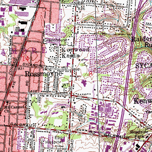Topographic Map of Sycamore Township Government Center, OH