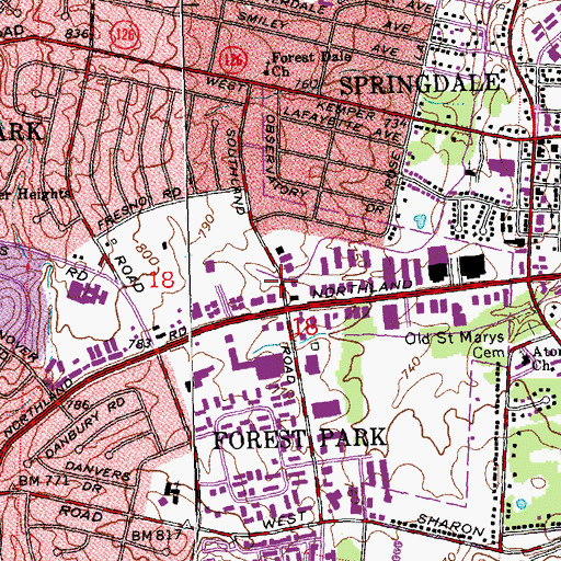 Topographic Map of Northland Industrial Park, OH