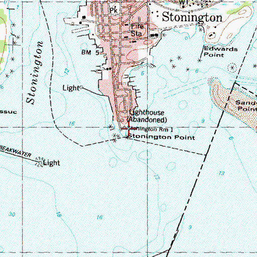 Topographic Map of Stonington Point, CT