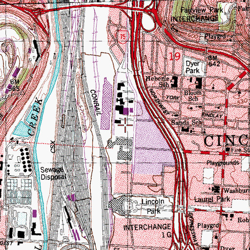 Topographic Map of Queensgate North Industrial Park, OH