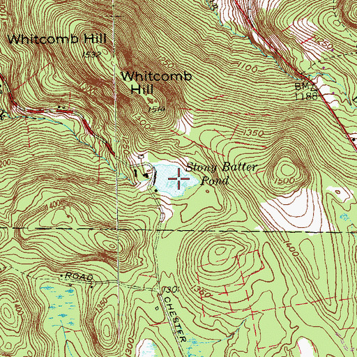 Topographic Map of Stony Batter Pond, CT