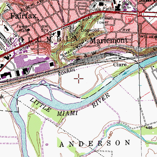 Topographic Map of Mariemont Gardens Park, OH