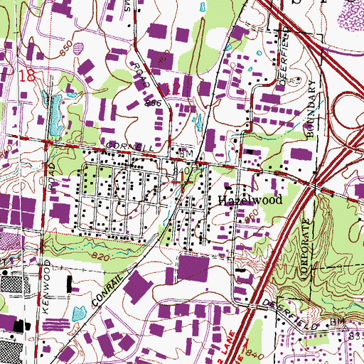 Topographic Map of Oakwood Park, OH