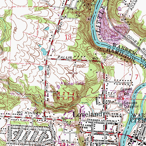 Topographic Map of Phillips Park, OH