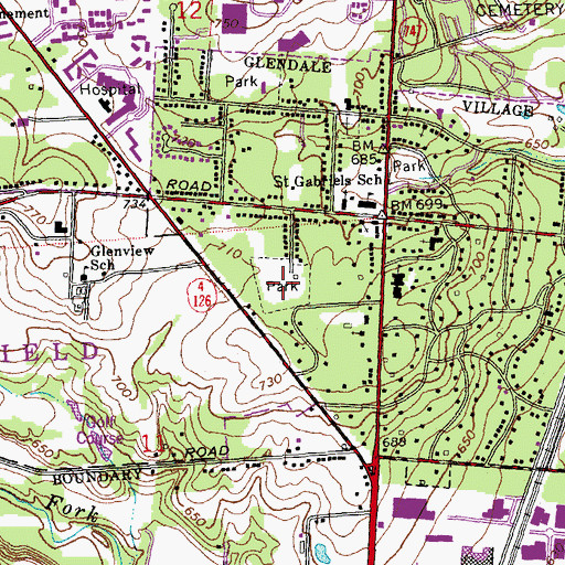 Topographic Map of Village of Glendale Park, OH