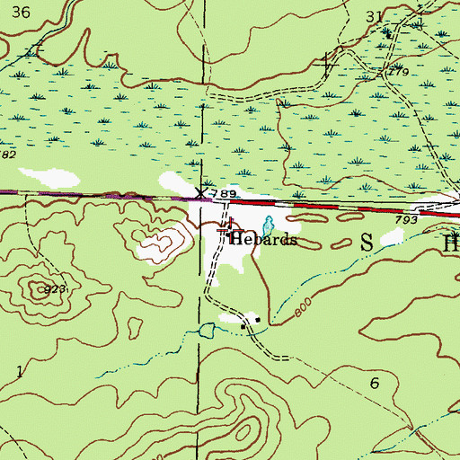 Topographic Map of Hebard Station (historical), MI