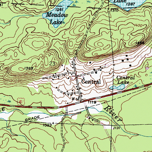 Topographic Map of Central Mine Post Office (historical), MI