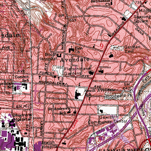 Topographic Map of Number 32 Engine Company, OH