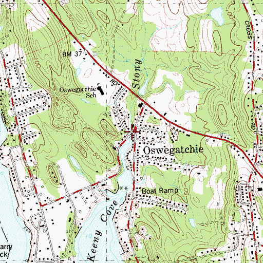 Topographic Map of Stony Brook, CT