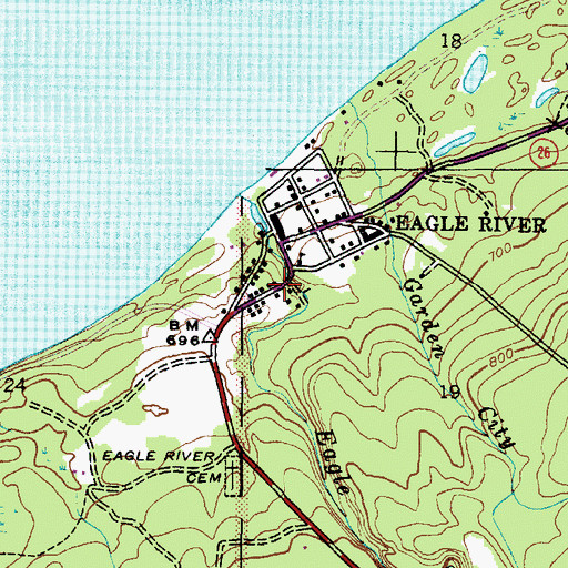 Topographic Map of Lake Shore Drive Bridge Historical Marker, MI