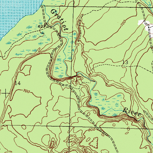 Topographic Map of Lower Falls, MI