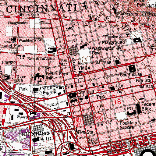Topographic Map of Court Street Center, OH