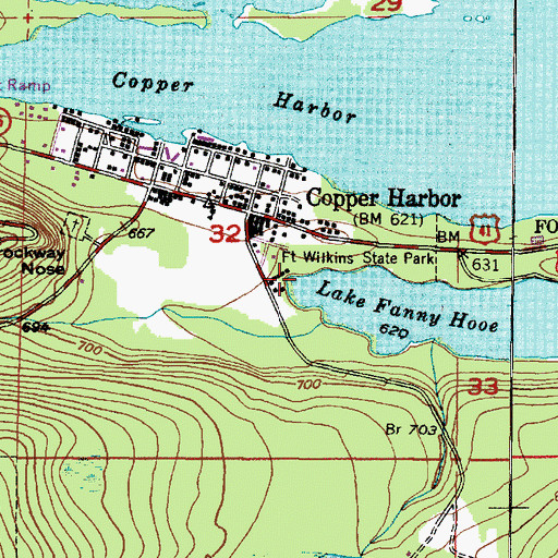Topographic Map of Lake Fanny Hooe Resort and Campground, MI
