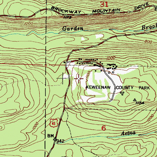 Topographic Map of Keweenaw Mountain Lodge Golf Course, MI