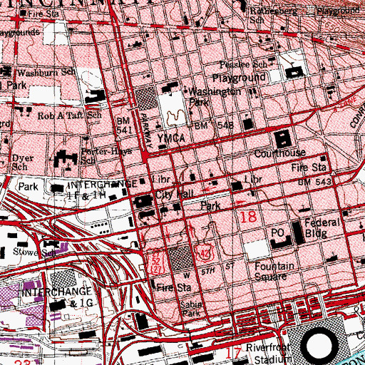 Topographic Map of Crosley Square, OH