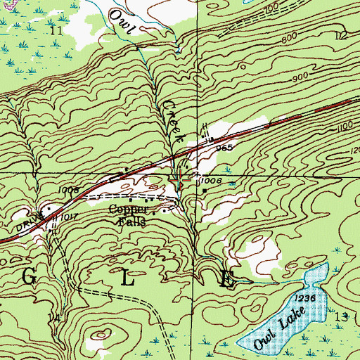 Topographic Map of Copper Falls, MI