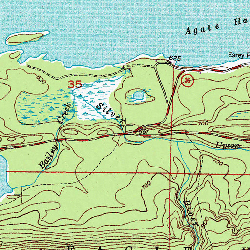 Topographic Map of Silver River Falls, MI