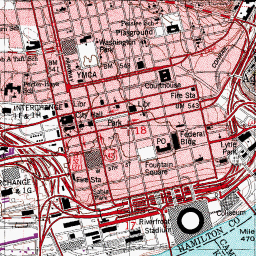 Topographic Map of Federated Building, OH