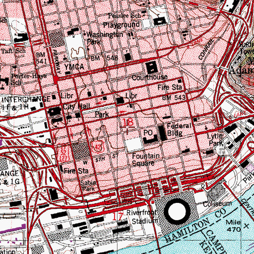 Topographic Map of Cincinnati Commerce Center, OH