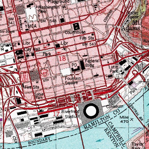 Topographic Map of Traction Building, OH