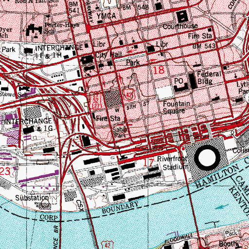 Topographic Map of Textile Building, OH